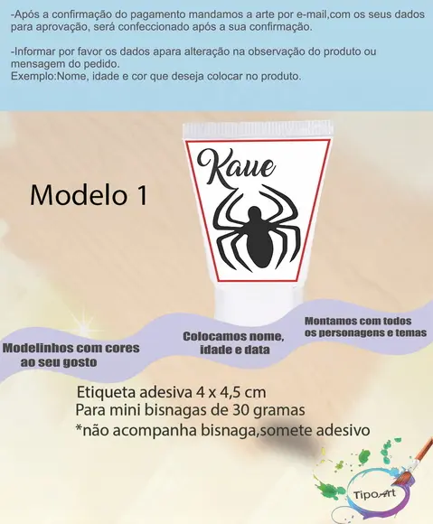 Rotulo para Bisnaga-homem Aranha