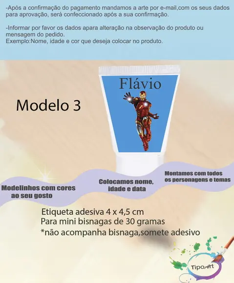 Rotulo para Bisnaga-homem de Ferro