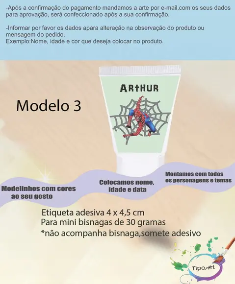 Rotulo para Bisnaga-homem Aranha