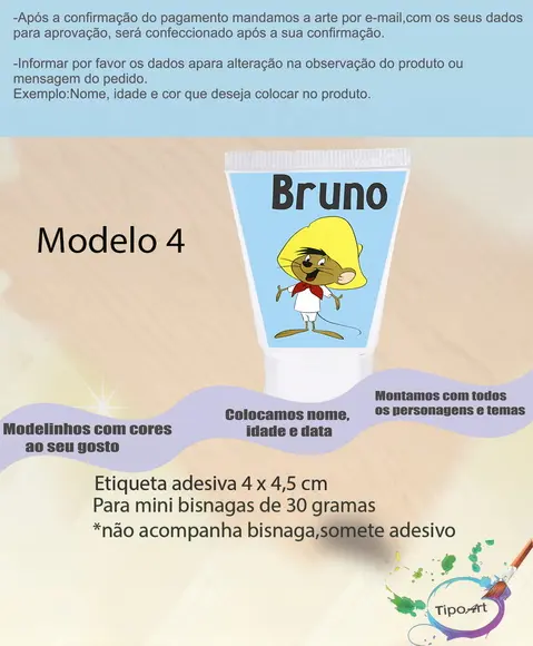 Rotulo para Bisnaga-ligeirinho