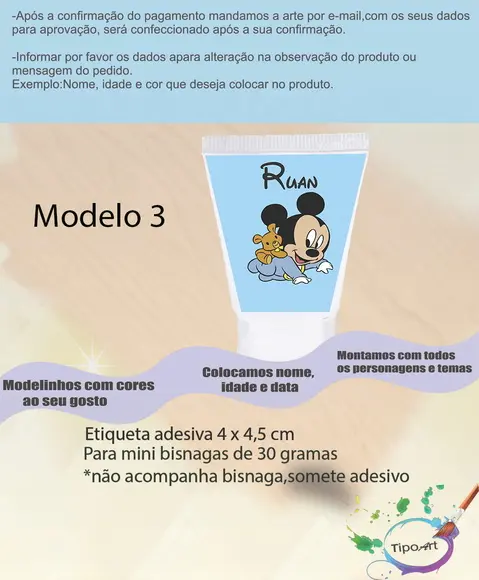 Rotulo para Bisnaga-mickey Baby