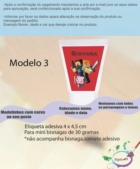 Rotulo para Bisnaga-minecraft