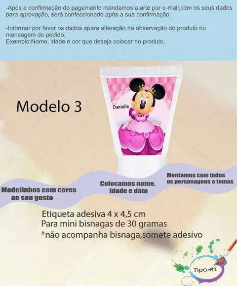 Rotulo para Bisnaga-minnie Realeza