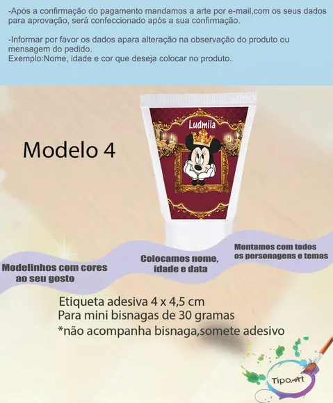 Rotulo para Bisnaga-minnie Realeza