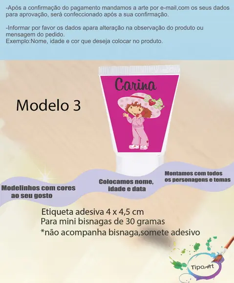 Rotulo para Bisnaga-moranguinho