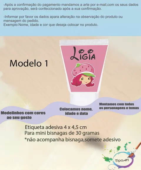 Rotulo para Bisnaga-moranguinho