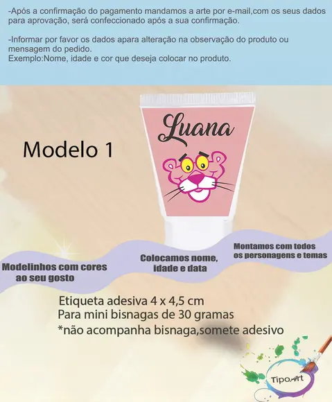 Rotulo para Bisnaga-pantera Cor de Rosa