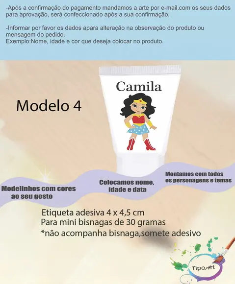 Rotulo para Bisnaga-mulher Maravilha