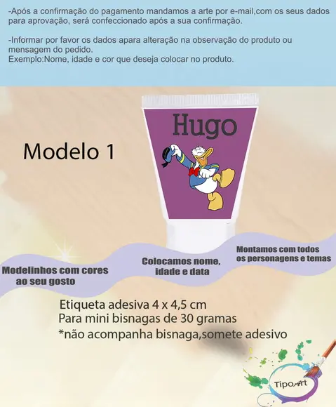 Rotulo para Bisnaga-pato Donald