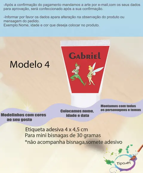 Rotulo para Bisnaga-peter Pan