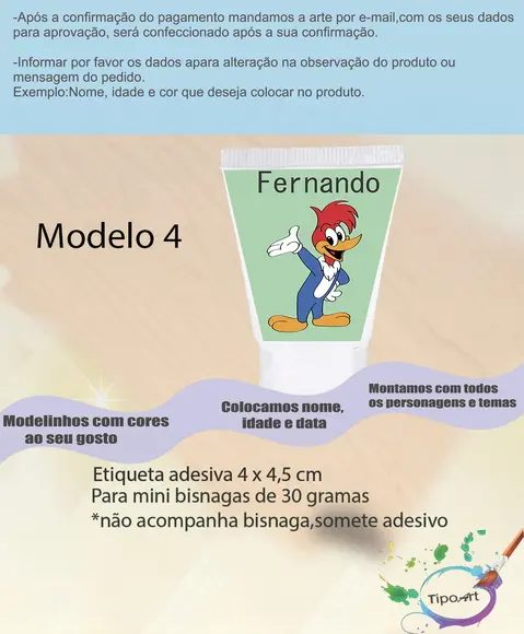 Rotulo para Bisnaga-pica Pau