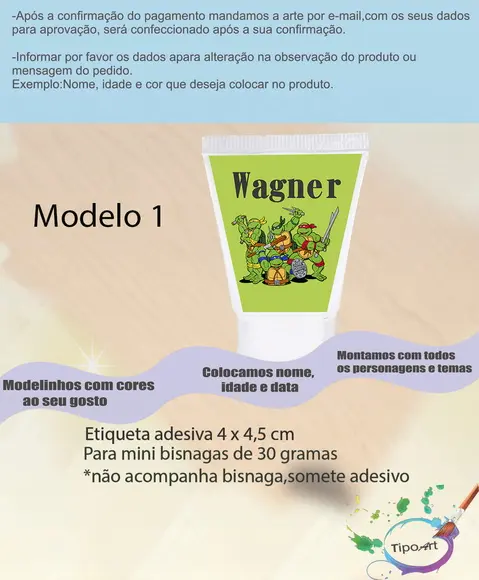 Rotulo para Bisnaga-tartaruga Ninja