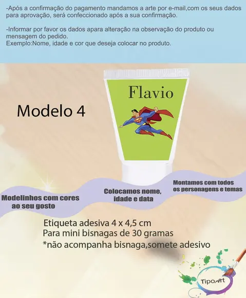 Rotulo para Bisnaga-super Homem