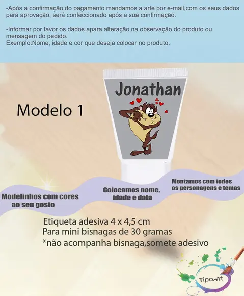Rotulo para Bisnaga-taz Mania