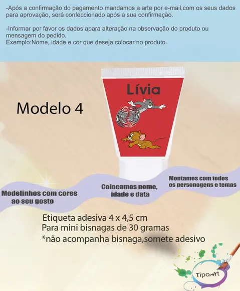 Rotulo para Bisnaga-tom e Jerry