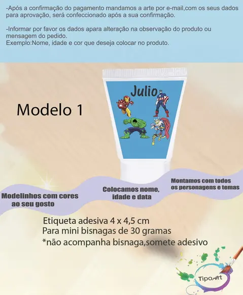 Rotulo para Bisnaga-vingadores