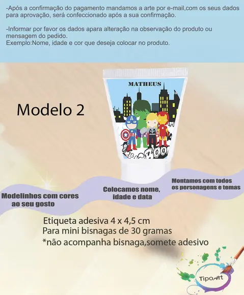Rotulo para Bisnaga-vingadores