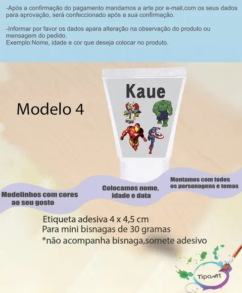 Rotulo para Bisnaga-vingadores