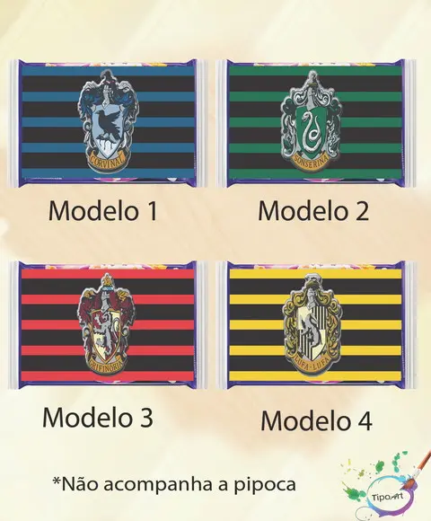Rotulo Pipoca de Microondas-brasões Harry Potter