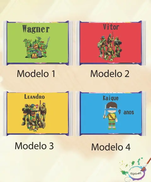 Rotulo Pipoca de Microondas-tartaruga Ninja