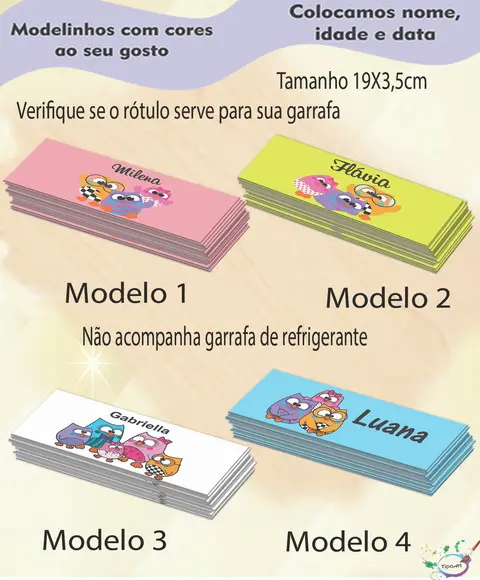Rótulo Refrigerante-bubu e as Corujinhas