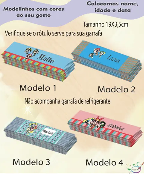 Rótulo Refrigerante-menina Super Poderosas