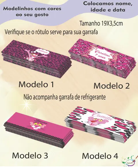 Rótulo Refrigerante-pantera Cor de Rosa