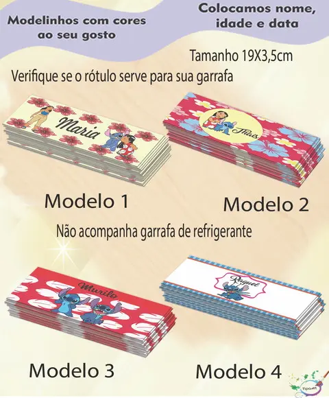 Rótulo Refrigerante-stitch e Lilo
