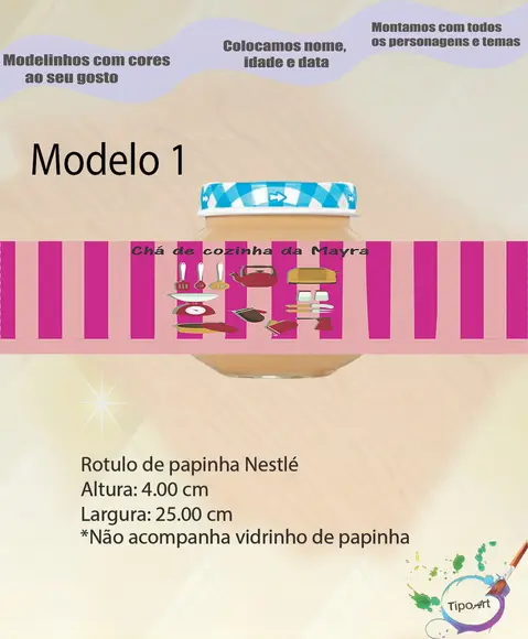 Rótulo Vidro Papinha- Chá de Cozinha/panela