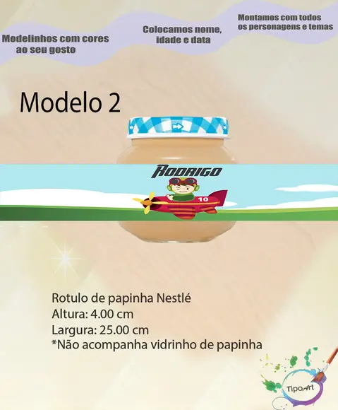 Rótulo Vidro Papinha- Aviador