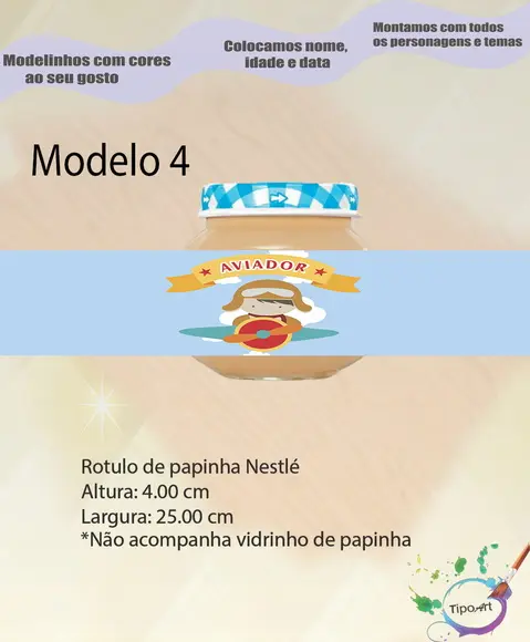 Rótulo Vidro Papinha- Aviador