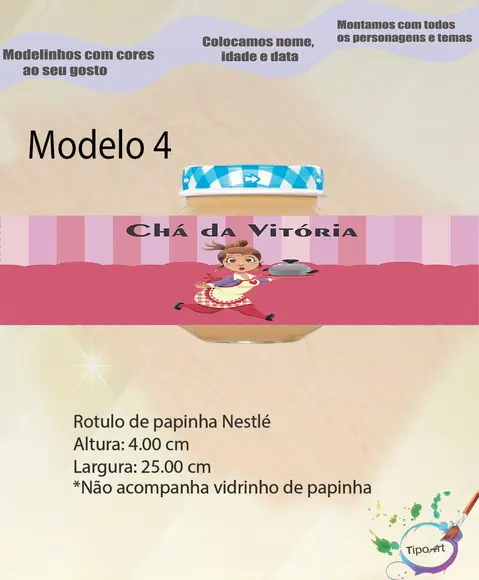 Rótulo Vidro Papinha- Chá de Cozinha/panela