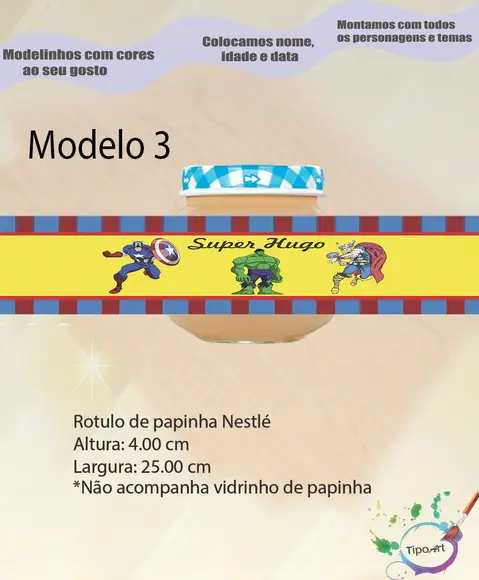 Rótulo Vidro Papinha- Vingadores