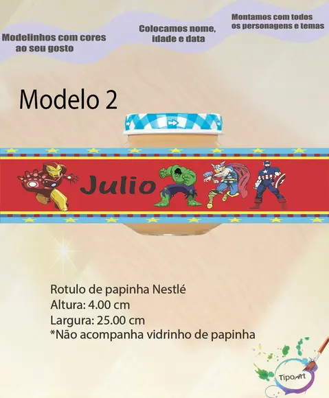 Rótulo Vidro Papinha- Vingadores