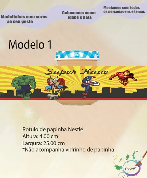 Rótulo Vidro Papinha- Vingadores