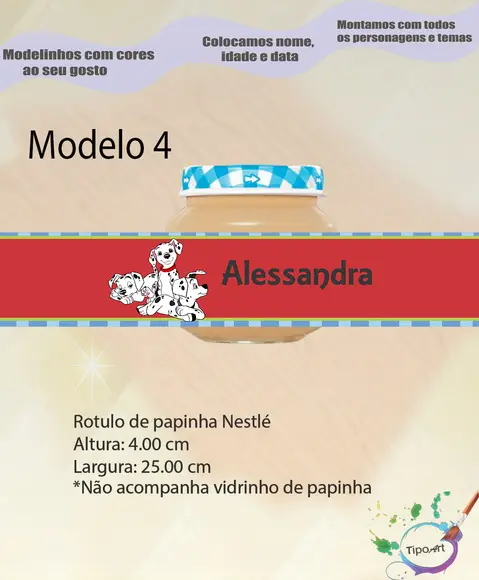 Rótulo Vidro Papinha-101 Dalmatas