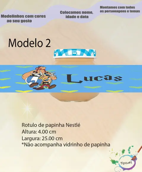 Rótulo Vidro Papinha-asterix