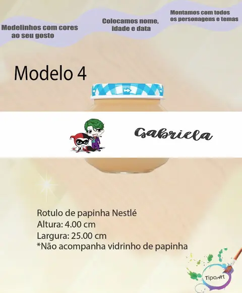 Rótulo Vidro Papinha-arlequina