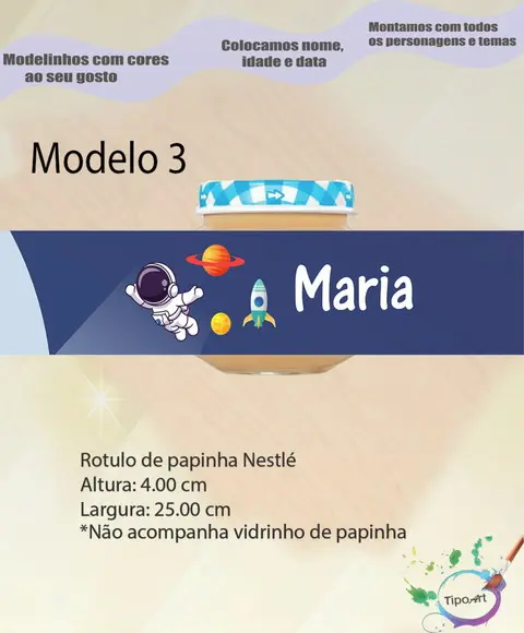 Rótulo Vidro Papinha-astronauta