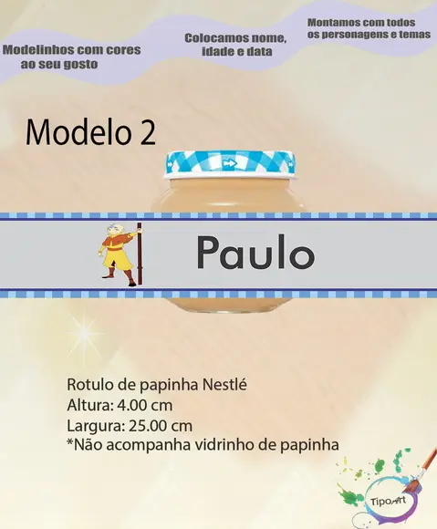 Rótulo Vidro Papinha-avatar Aang