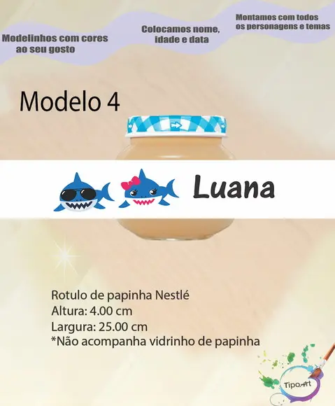 Rótulo Vidro Papinha-baby Shark