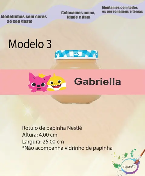 Rótulo Vidro Papinha-baby Shark