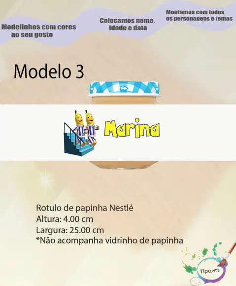Rótulo Vidro Papinha-bananas de Pijama