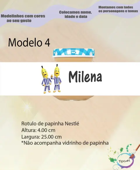 Rótulo Vidro Papinha-bananas de Pijama