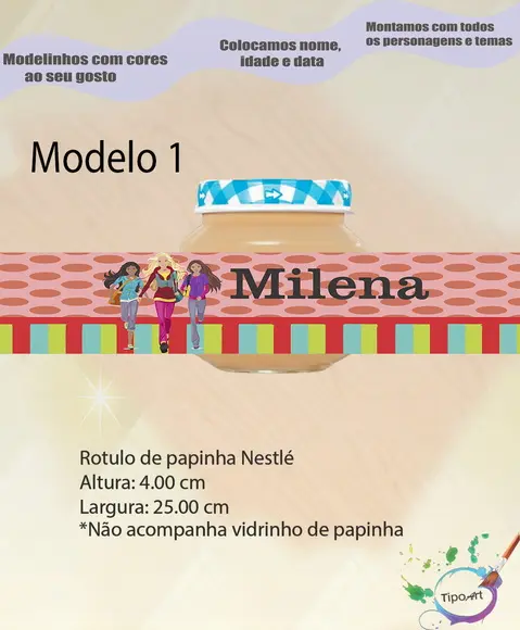 Rótulo Vidro Papinha-barbie