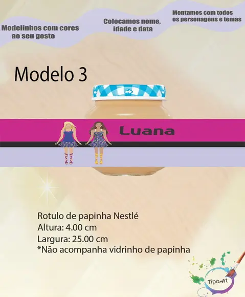 Rótulo Vidro Papinha-barbie