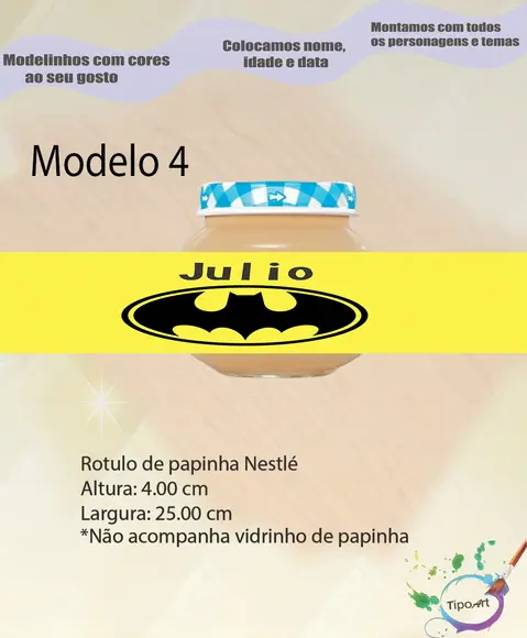 Rótulo Vidro Papinha-batman