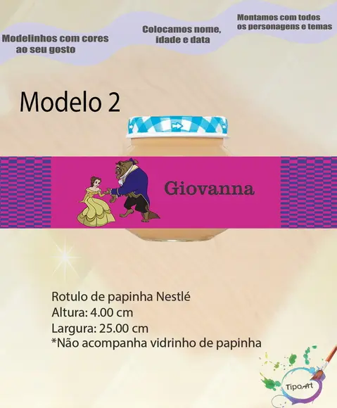 Rótulo Vidro Papinha-bela e a Fera