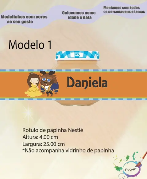Rótulo Vidro Papinha-bela e a Fera