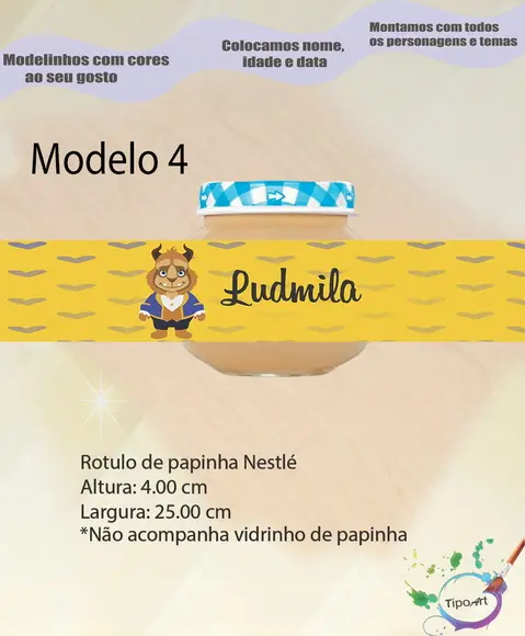 Rótulo Vidro Papinha-bela e a Fera